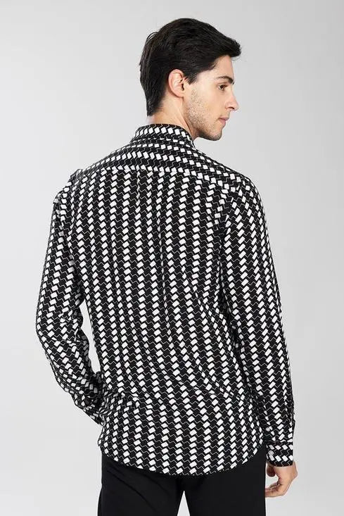 BE | Black And White Printed Shirt |